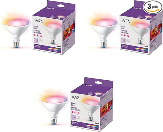 WiZ Connected 120W PAR38 LED Smart Light Bulbs - 3 Pack - Connects to Your Wi-Fi - E26 Smart Bulb - Control with Voice or App + Activate with Motion - Matter Compatible