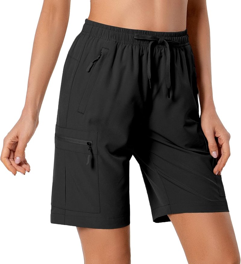 Women's Lightweight Hiking Cargo Shorts - Quick Dry Athletic Shorts with Zipper Pockets | Water Resistant, Perfect for Camping & Travel