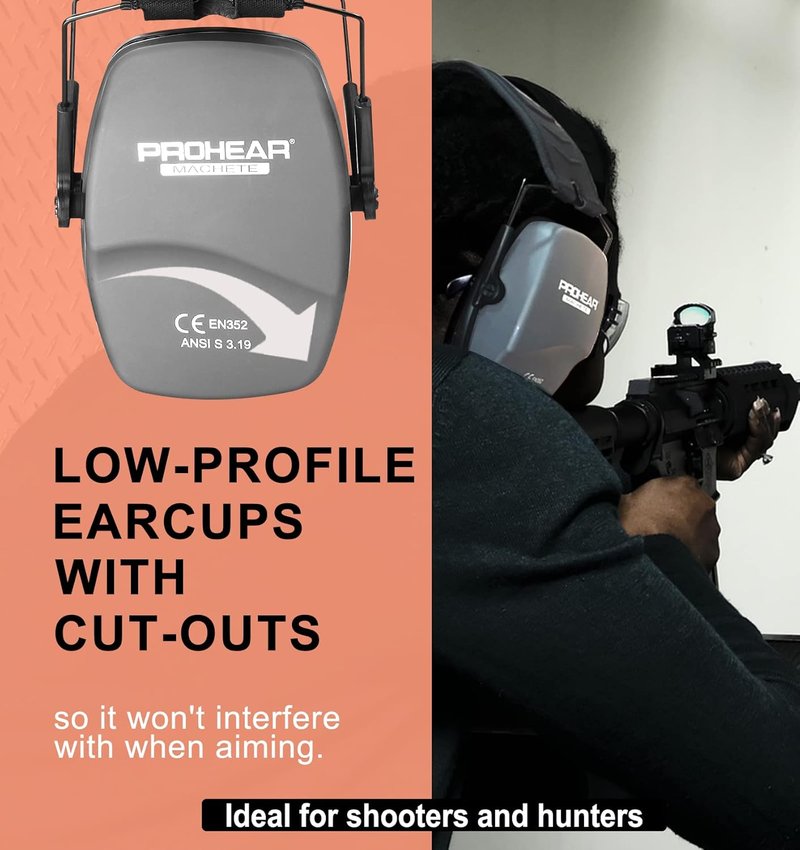 PROHEAR Ear Protection Earmuffs - Slim Design for Shooting & Noise Reduction | Comfortable Fit