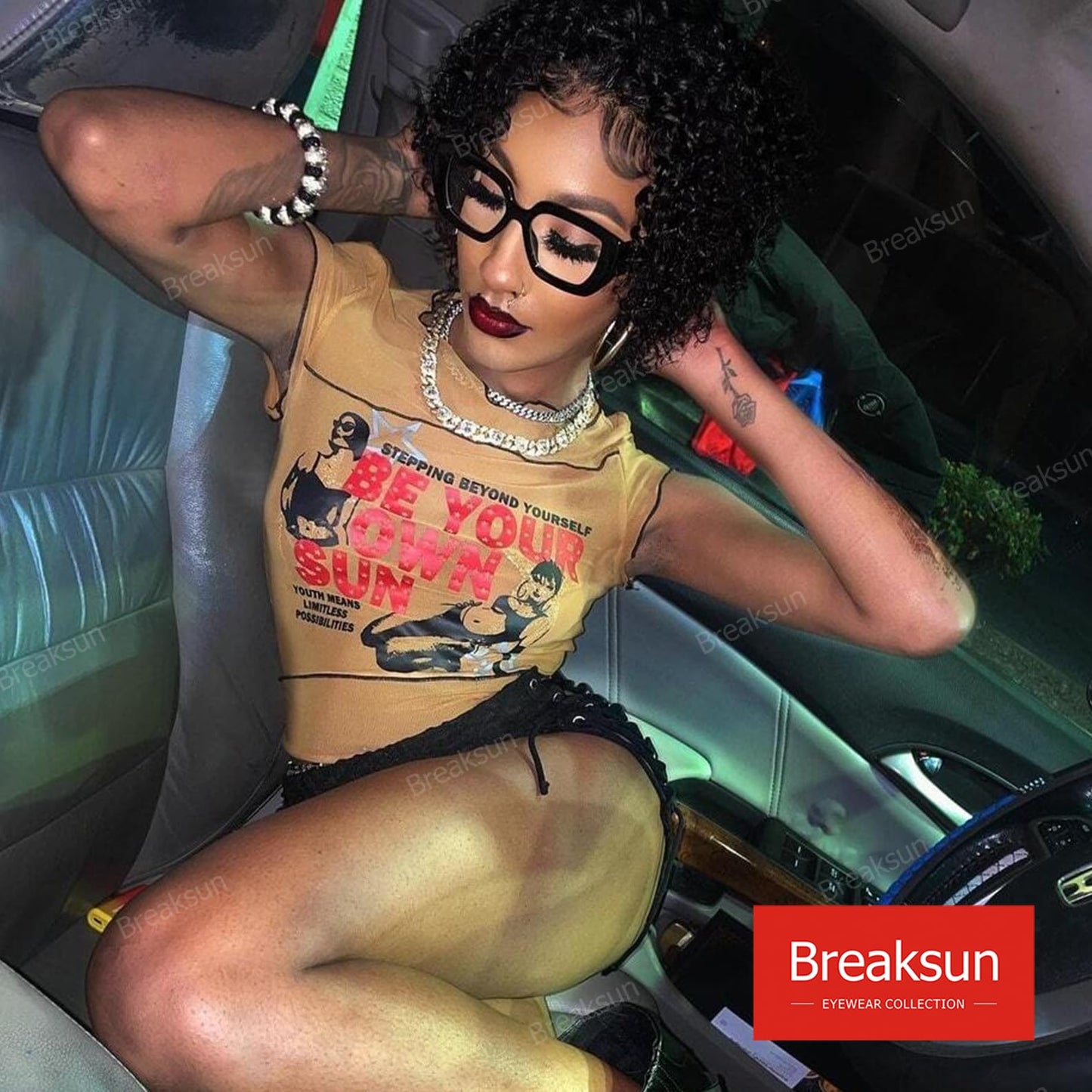 Breaksun Thick Frame Blue Light Glasses for Women Men Fashion Oversized Square Computer Gaming Eyeglasses (Black)