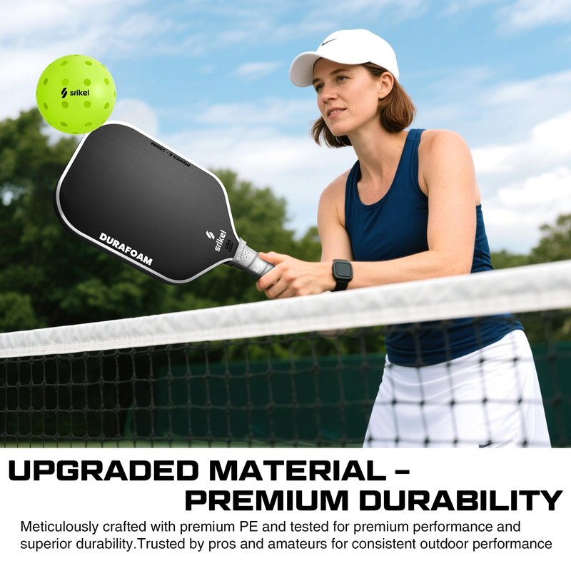 Srikel Outdoor Pickleballs - USAPA Approved Pickleball Balls, Seamless Roto-Molded Design for Durability, 12 Pack Green, Crack-Resistant 40-Hole Pickle Balls for Beginner Intermediate Pro Player