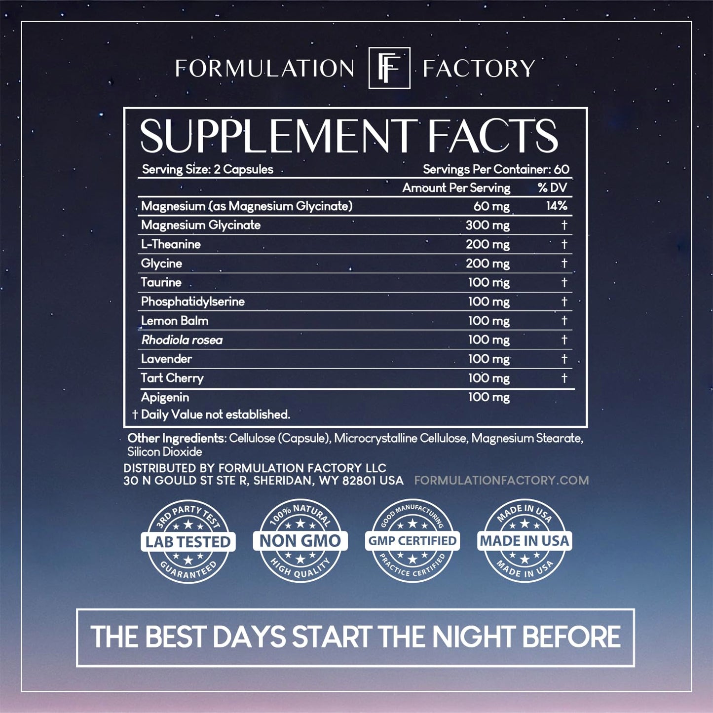 Formulation Factory The Night Before 10-in-1 Midnight Maximizer Sleep Supplement, Magnesium Glycinate, L-Theanine & More, Stress Relief, Relaxation, Recovery, Focus (120 Capsules – 2 Month Supply)
