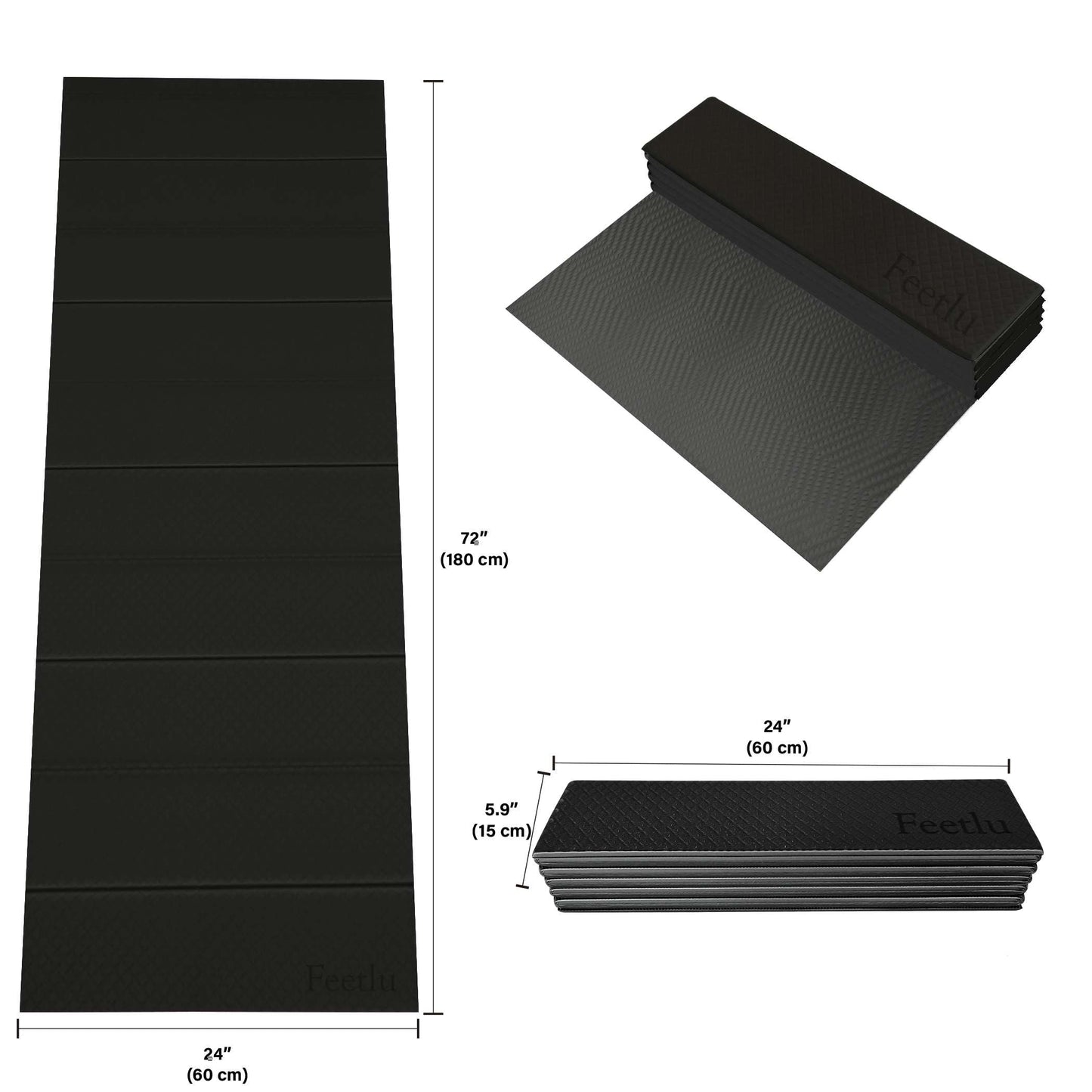 Foldable Yoga Mat – 2/5 Inch Thick, Lightweight, Easy to Store, Non-Slip Travel Yoga Mat for Fitness, Yoga, Pilates, Home Workouts, and Floor Exercises