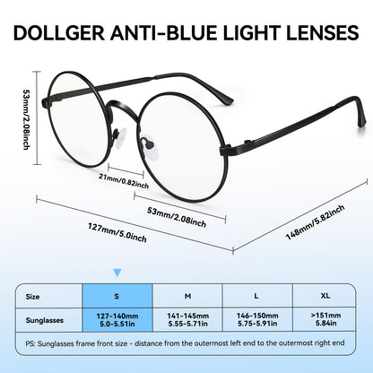 Dollger Retro Round Glasses Harry Style Glasses Clear Lens Non-Prescription for Men Women Adult Costume Metal Frame 2pcs Black+Sliver