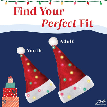 Winks Novelty Funny Light Up Santa Hat with Blinking Color-Changing LED Lights - Soft Plush Faux Fur Hat for Adults and Kids (1 Hat)