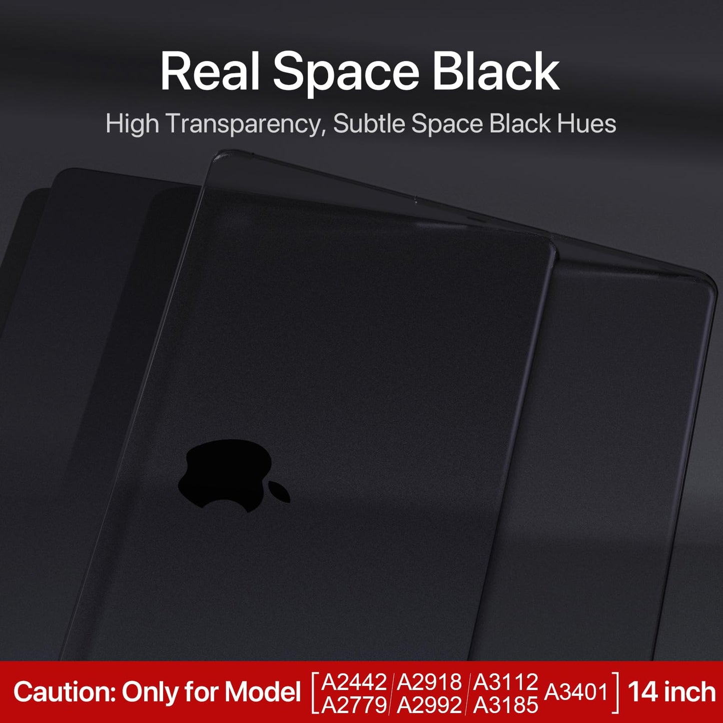 Soonjet for MacBook Pro 14 inch Case 2024-2021 M4 M3 M2 M1 Pro/Max [100% Match Official Color] A3401 A3112 A2992 A2918 A2779 A2442 Matte Cover Protective Hard Shell Case Laptop - Space Black Clear