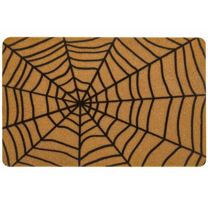 UTOWO Spider-Web Doormat for Halloween Outdoor Entry Decor Synthetic-Coir Frontdoor-Mats Non-Slip Porch/Farm/Garden Acc 17X29in