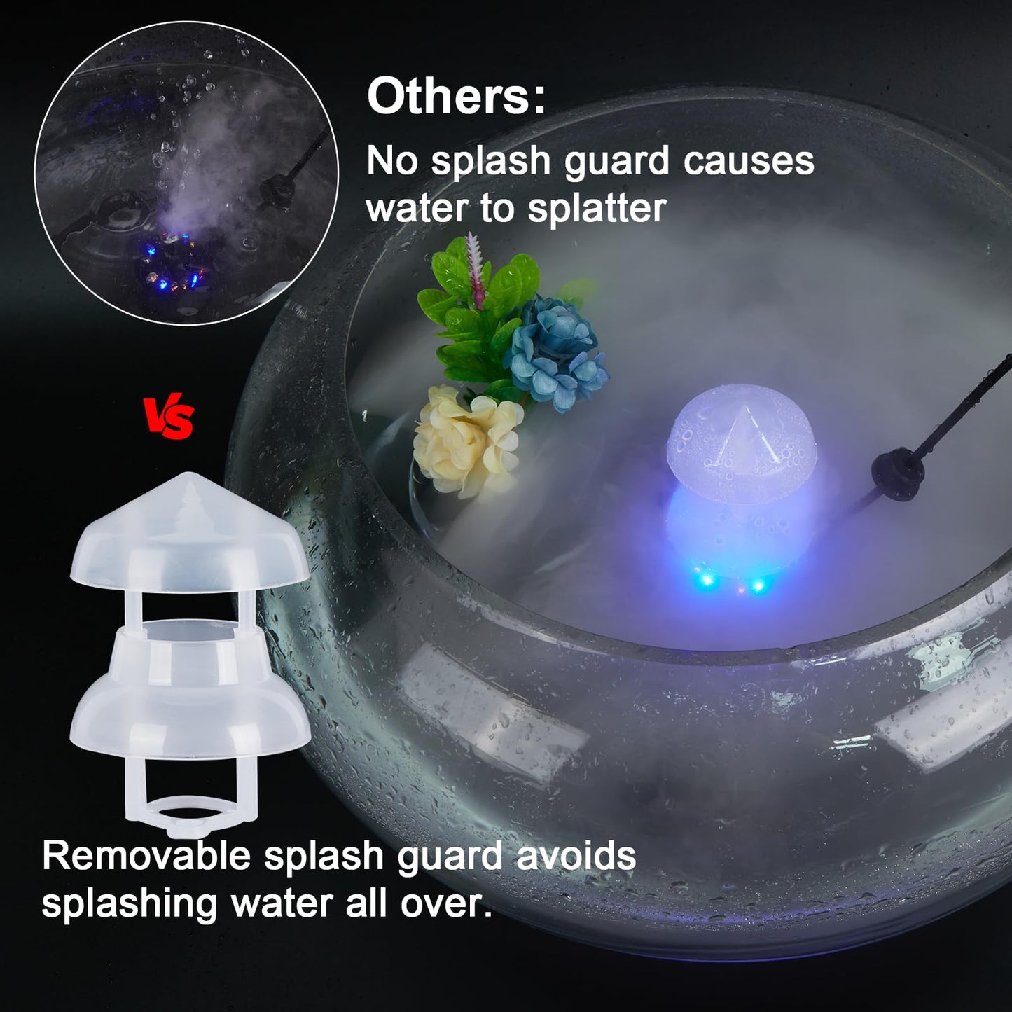 FITNATE Mist Maker, 12 LED Mister Fogger Water Fountain Pond Fog Machine Atomizer Air Humidifier, ultrasonic Mist fogger with Splash Guard, Perfect for Halloween and Other Holidays