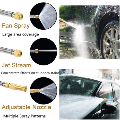 Hbaushun High Pressure Power Washer Wand, Hydro Jet Water Wand Pressure Sprayer,Flexible Garden Watering with 3 Nozzle Universal Hose End,for Car Pet Window Patio Gutter Cleaning Blue