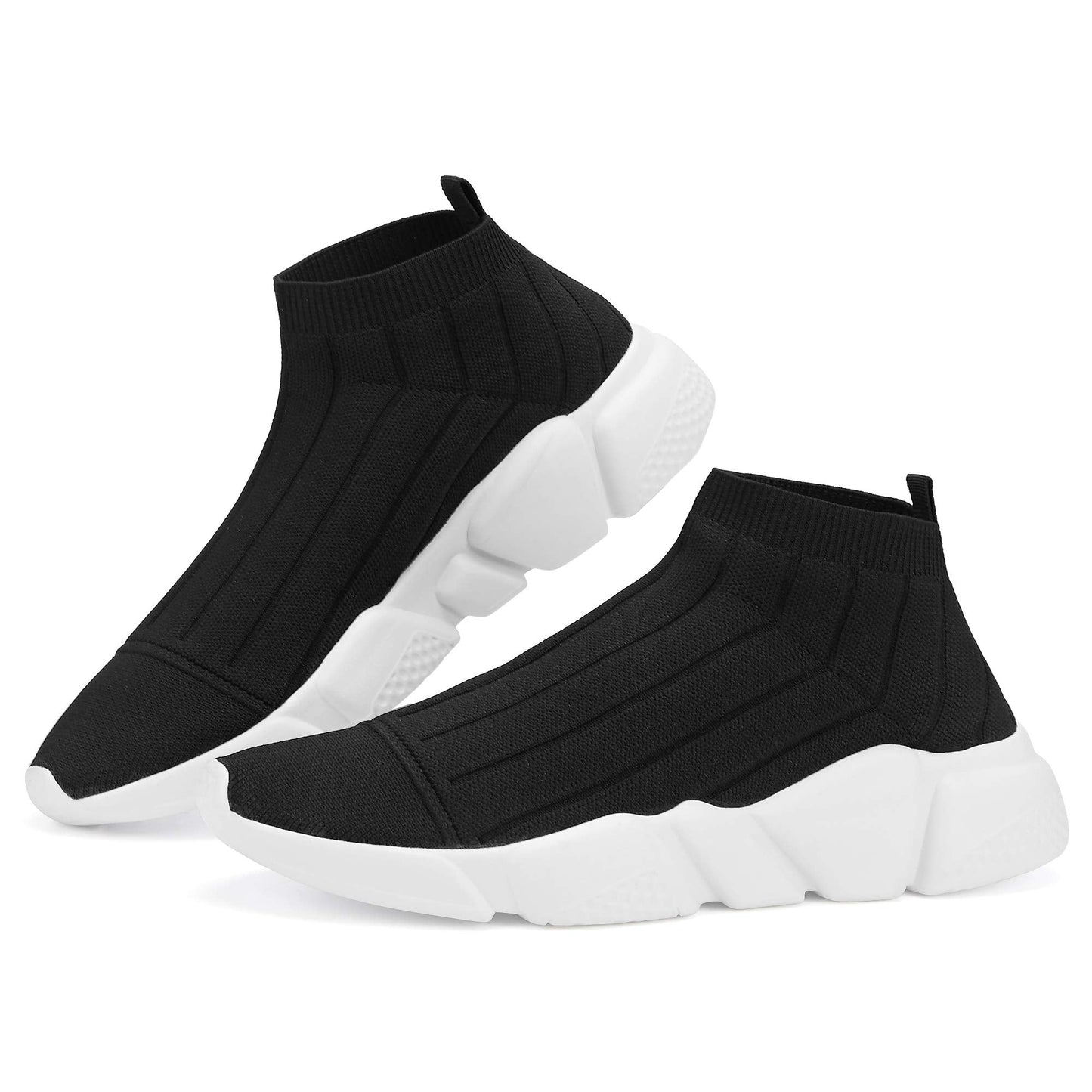 Casbeam Men's Running Knit Comfortable Lightweight Breathable Casual Sports Shoes Fashion Sneakers Slip-On Walking Shoes Black Size 11