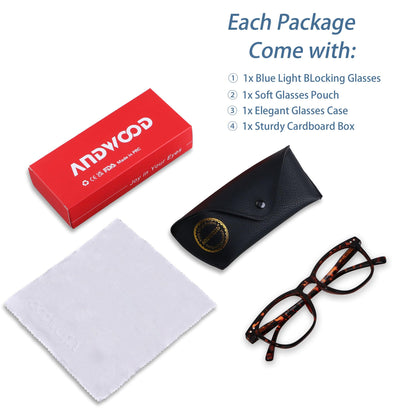 ANDWOOD Blue Light Blocking Glasses Women Men Computer Small Face Clear Bluelight Blocker Eyeglasses Frame Square Tortoise