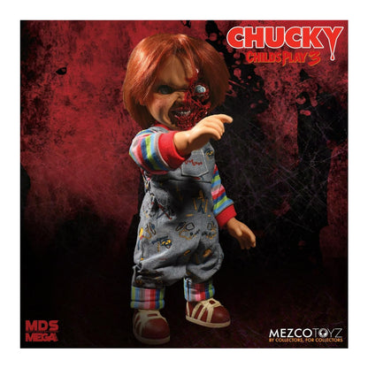 Mezco Toyz Designer Series Child's Play 3 Talking Pizza Face Chucky 15-Inch Mega Action Figure with Voice