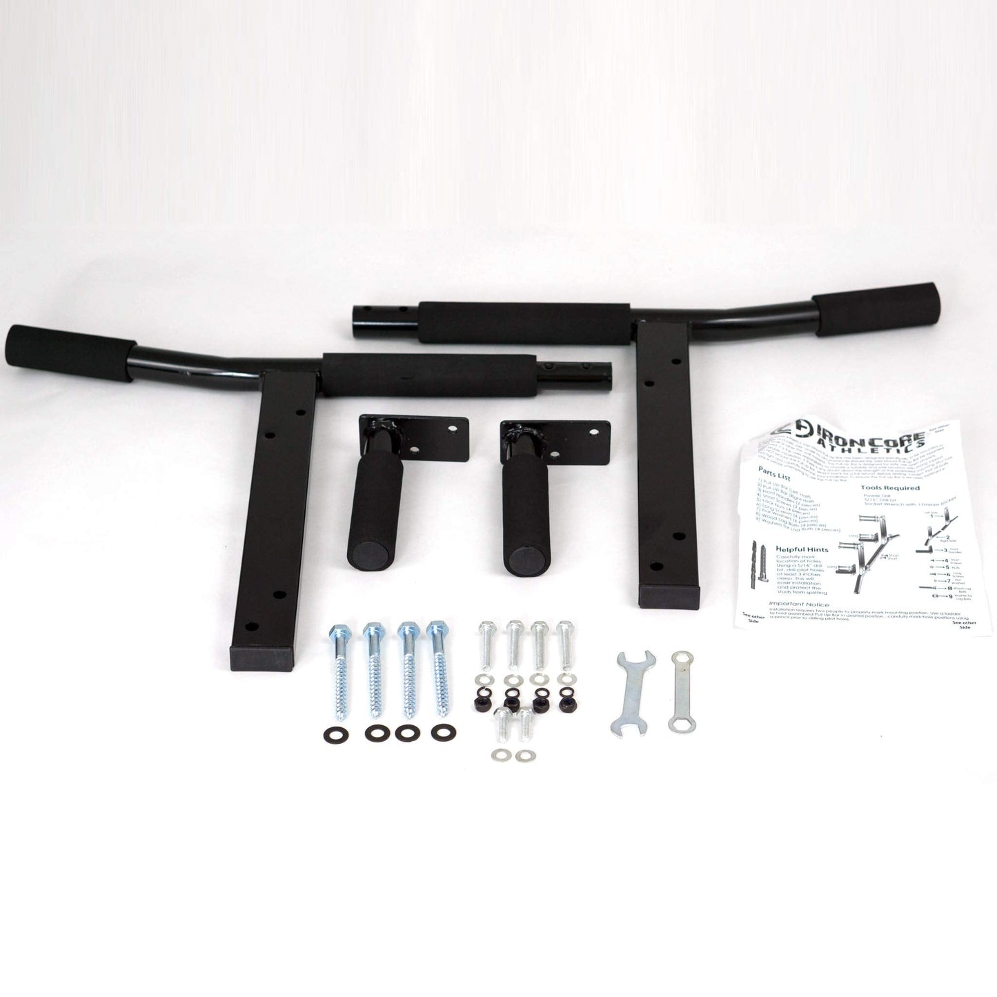 Iron Core Athletics Joist Mount Pull Up Bar with 2 Pull Up Assist Bands - Heavy Duty Joist Mounted Pull-Up/Chin Up Bar