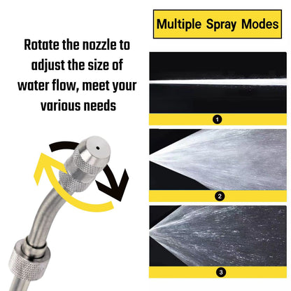 29'' Sprayer Wand Replacement, 1/4" & 3/8" Brass Barb Universal Stainless Sprayer Wand with Shut off Valve, Adjustable Watering Wand with 2 Hose Clamps & 1 Tape