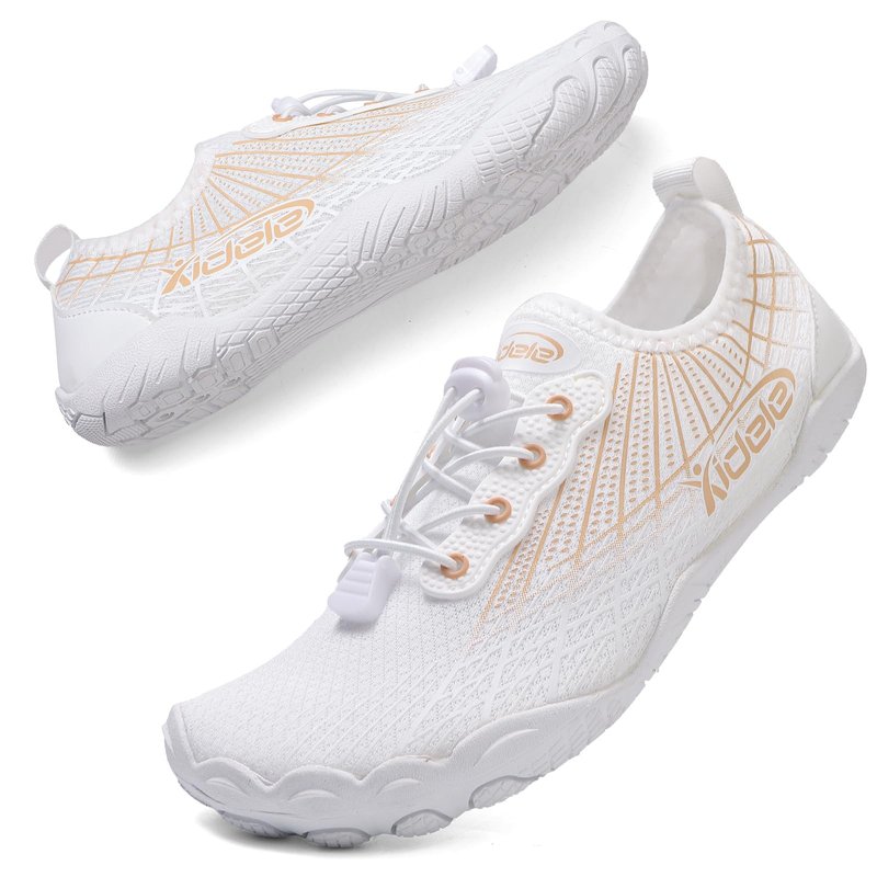 ITLXJR Water Shoes for Men and Women, Barefoot Aqua Socks, Wide Fit Beach Swimming Pool Shoes, Anti-Slip Outdoor Walking Hiking Kayaking Diving Surfing (Beige, Adult, Men, 8, Numeric, US Footwear Size System, Medium)
