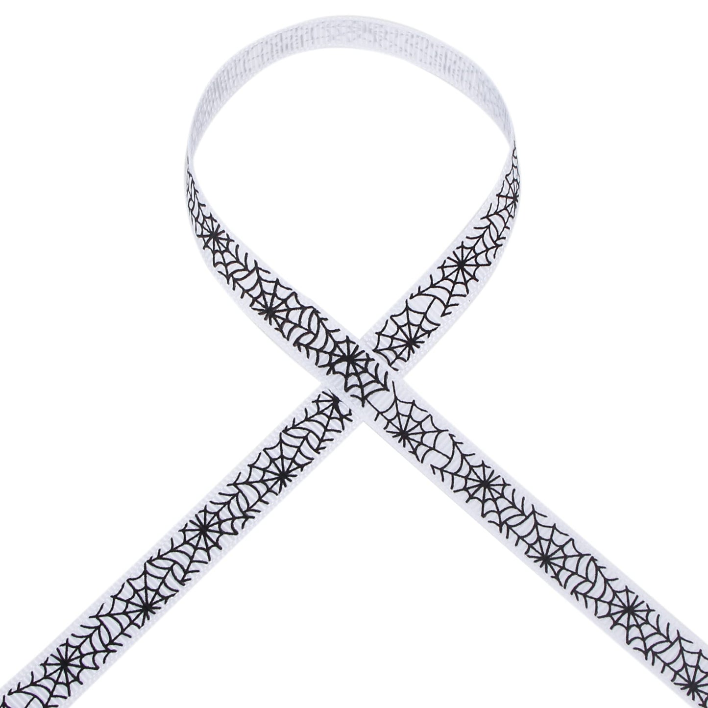Ribbli 2 Rolls Halloween Grosgrain Ribbon,Spider Web Use for Craft,Halloween Wrapping,Home Decor,3/8 Inch Total 20 Yards,Black/White