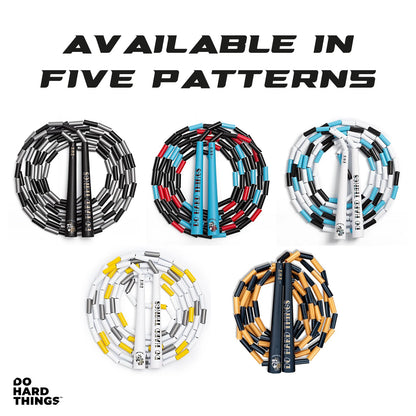 Elite Jumps - Do Hard Things Edge Beaded Jump Rope - For All Ages - Durable & Lightweight - 10ft Long Adjustable Rope - Tangle-Free - Shatterproof 1” Beads - Long Edge Handles - Canary