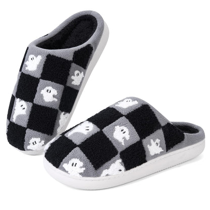 Halloween Slippers for Women Men, Halloween Pumpkin Slippers, Soft Plush Spooky Slipper, Cute Cartoon Cozy House Slipper, Fuzzy Winter Holiday Shoes, Halloweens Christmas Gifts