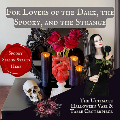 Gothic Anatomical Heart Vase - Creepy Large Human Heart Shaped Flower Planter - Horror Lovers Halloween Themed Gifts for Adult Women - Inspired by Edgar Allan Poe - Spooky Decor Weird Oddities