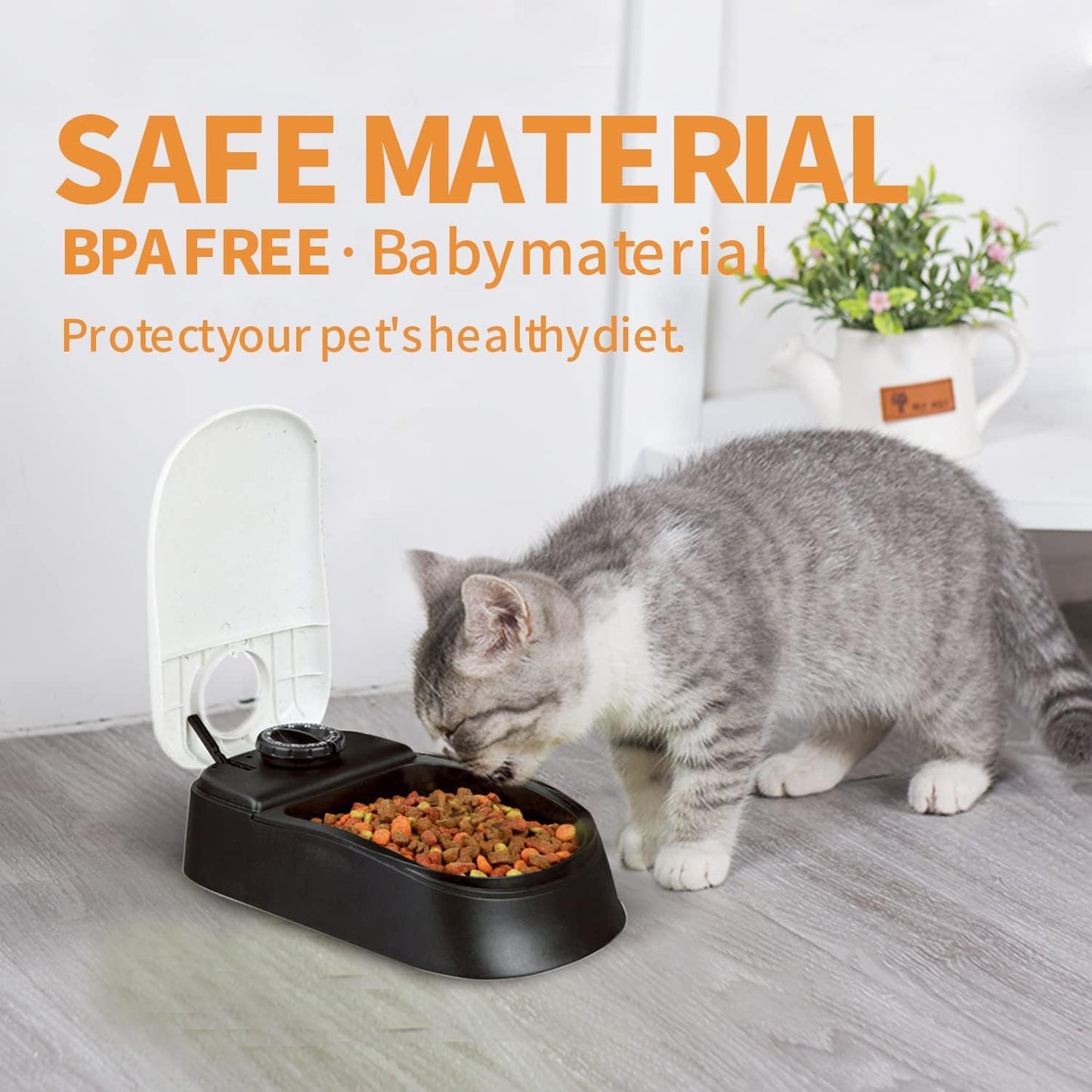 PAWISE Automatic Pet Feeder Food Dispenser with Timer for Cats and Dogs, Cat Food Container, Food Dispenser Station with Timer, 100% BPA Free, Dishwasher Safe(1 Meal)