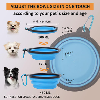 Collapsible Dog Bowls for Travel 2 Pack Dog Portable Water Bowl for Dogs Cats Foldable Feeding Watering Dish for Traveling Camping Walking with 2 Carabiners (Blue Green)