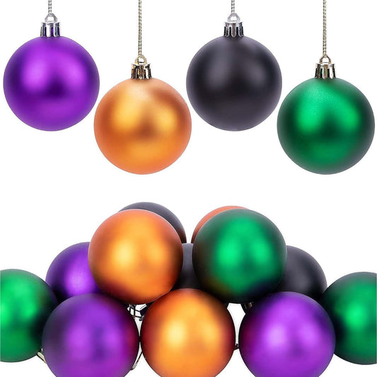Deloky 12 PCS Halloween Balls Ornaments, 2 Inch Halloween Colorful Shatterproof Ball Tree Decoration for Haunted House Wreath Party Decoration