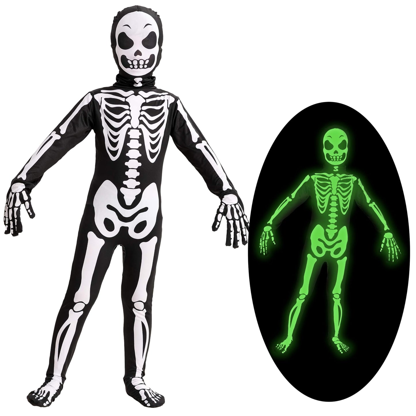 Spooktacular Creations Boy Halloween Skeleton Costume, Halloween Skeleton Costume for Kids, Bone Outfit, Bone Jumpsuit