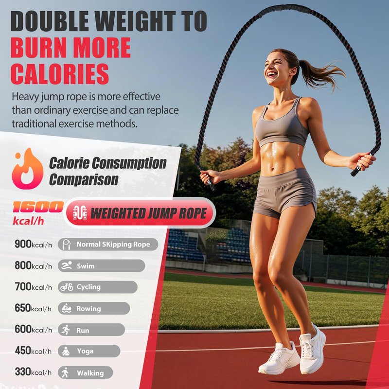 KUZARO Jump Rope, Weighted Jump Rope for Women, 3LB Adult Skipping Rope for Fitness, Home Gym Workout Equipment, Heavy Exercise Jumpropes for Weight Loss, Shape body, Strength Training, Total Body Workout