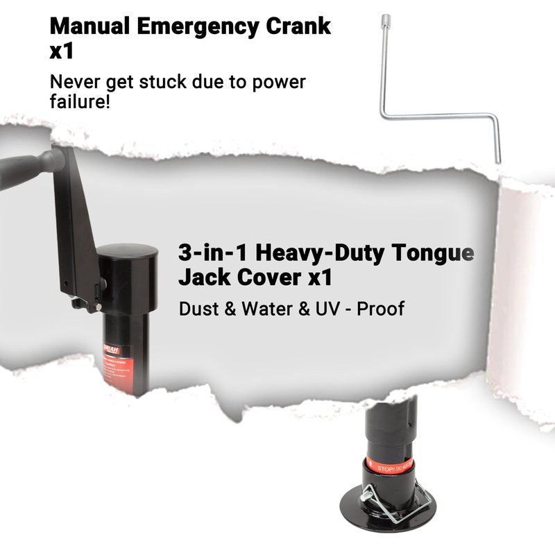Aluma-Tow UC200020 Trailer Jack 2000 lbs., Power Tongue Jack, A-Frame, Heavy Duty Swivel Boat Trailer Jack, Manual Crank Handle, 9"-23" for Lifting Trailers, Campers & RVs & Boats