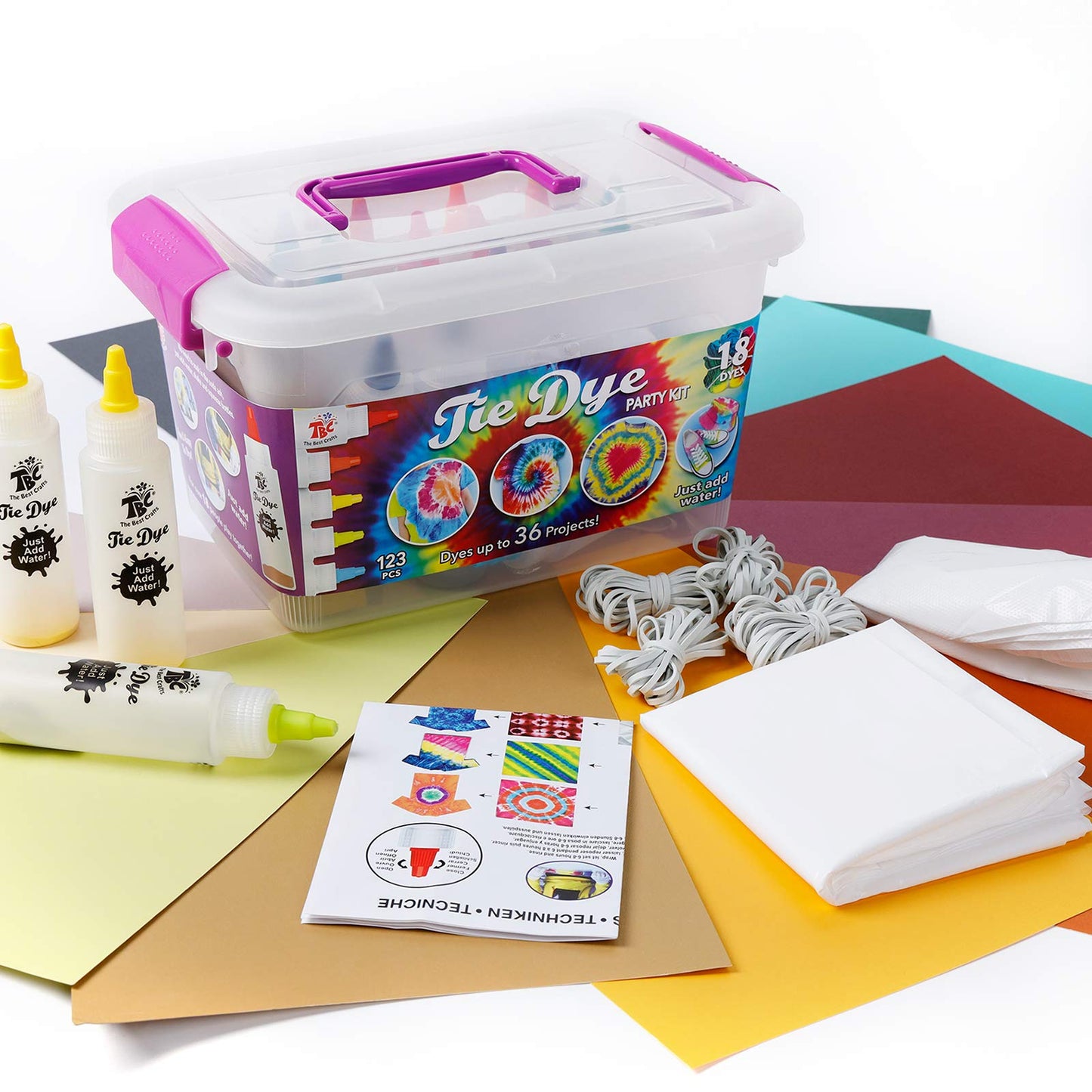 TBC The Best Crafts Tie-Dye Art Kit for Over 12 Kids to Play, Easy & Fun (18 Colours)