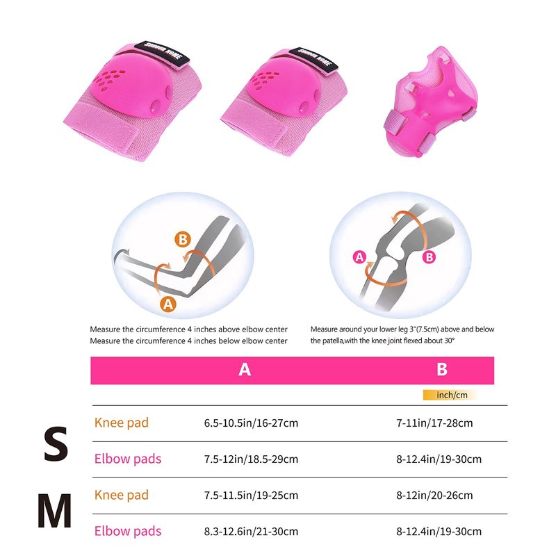SOHOUR HOME Kids/Youth Knee Pads Elbow Pads Wrist Guards 3 in1Protective Set, for 3-15 Years Child Roller Skates, Cycling, Inline Skating, Skateboard, BMX Bike, Balance Bike, Scooter Riding Sports