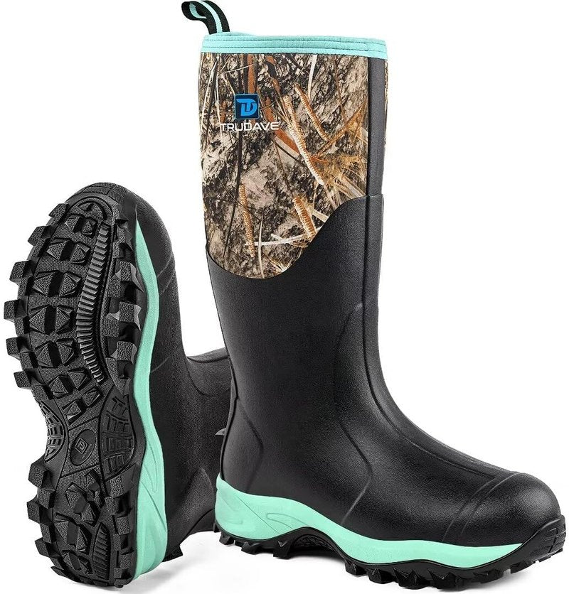 Rubber Boots for Women - Waterproof Insulated Mud Rain Boots with Steel Shank | Anti-Slip Outdoor Work Boots, Size 6-11