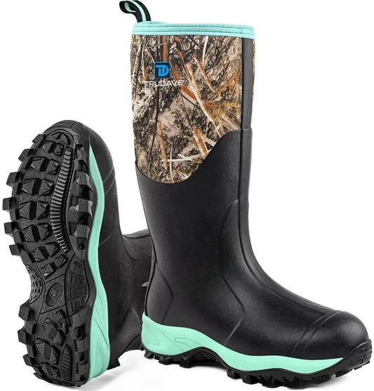 Rubber Boots for Women - Waterproof Insulated Mud Rain Boots with Steel Shank | Anti-Slip Outdoor Work Boots, Size 6-11
