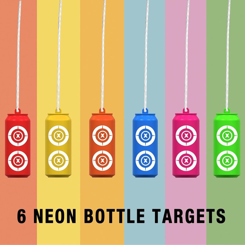 Shatterproof Bottle Shooting Targets - 6 Pack Plastic Bottles with Rope & Foldable Funnel | Colorful Firearm Practice Targets for Indoor & Outdoor Use
