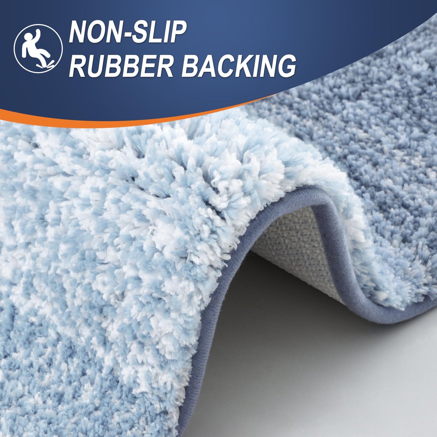 OLANLY Small Bathroom Rugs Mat 24x16, Extra Soft Absorbent Microfiber Bath Rugs, Rubber Backing, Quick Dry, Machine Washable Bath Mats for Bathroom Floor, Tub and Shower, Home Decor Accessories, Blue