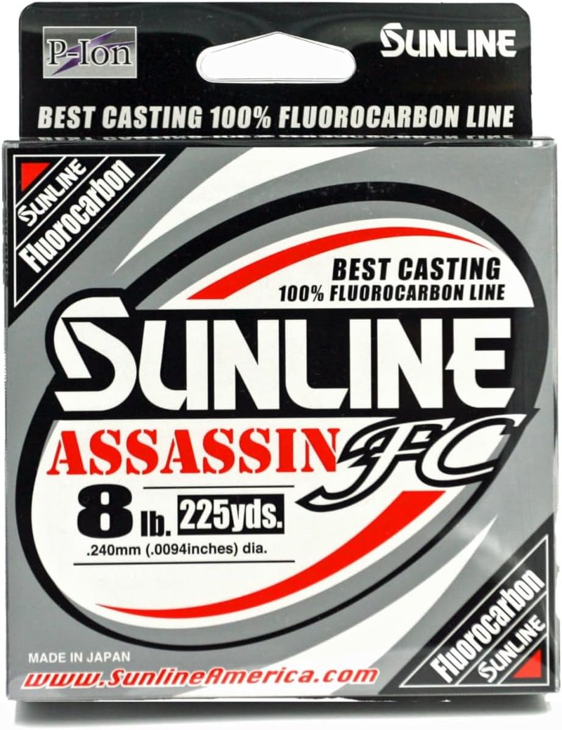 Sunline Assassin FC Fluorocarbon Fishing Line - Premium 100% Fluorocarbon with P-Ion Technology | Multiple Weights & Spool Sizes