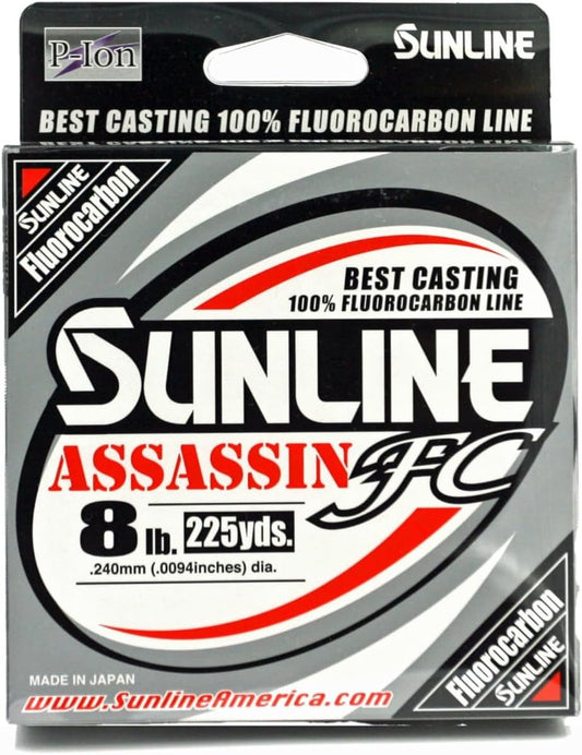 Sunline Assassin FC Fluorocarbon Fishing Line - Premium 100% Fluorocarbon with P-Ion Technology | Multiple Weights & Spool Sizes