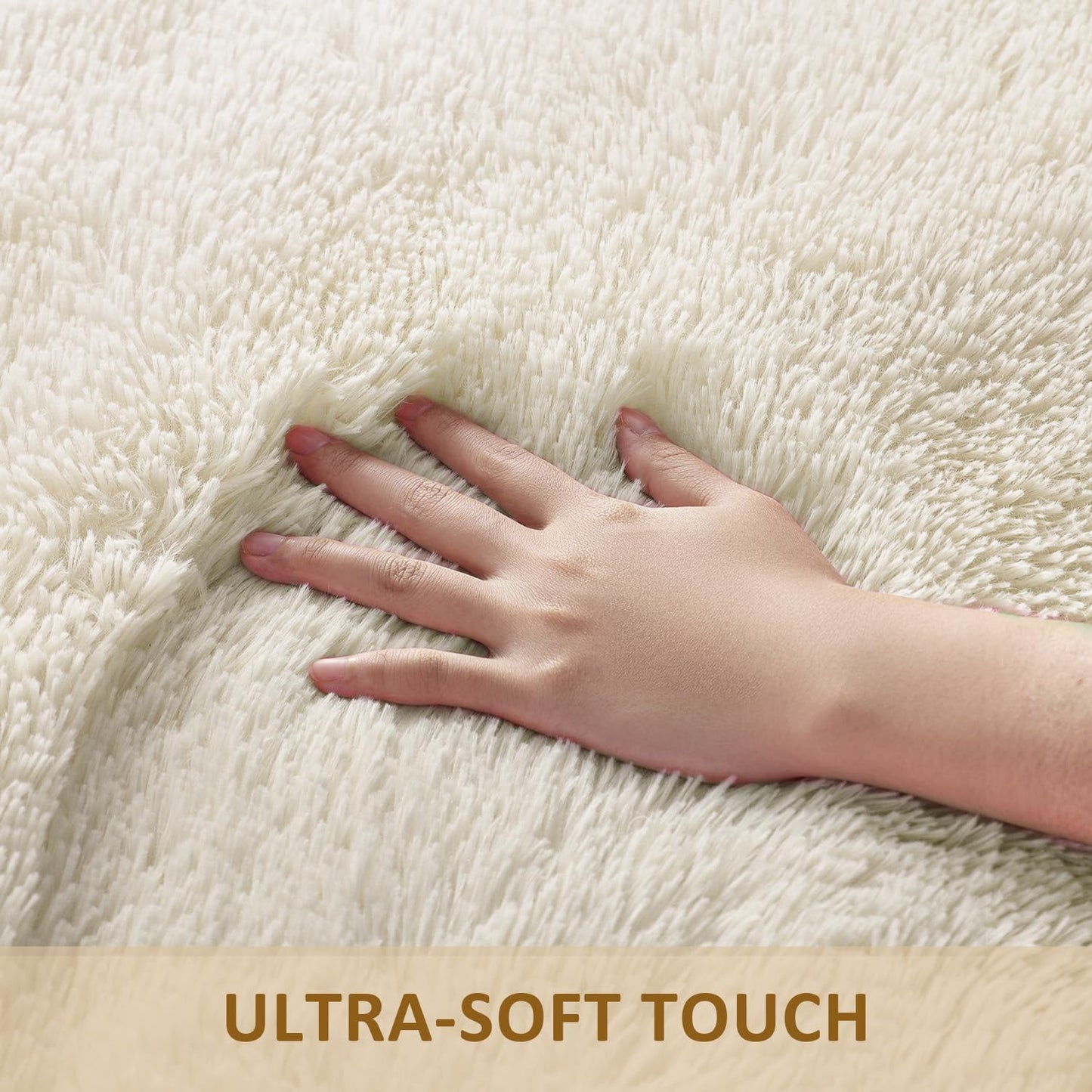 Ophanie 6x9 Area Rugs, Upgrade Non-Slip Fluffy Soft Rugs for Living Room, Large Shag Ivory Fuzzy Plush Rug, Shaggy Big Carpets for Bedroom, Kids Boys Girls Dorm Nursery Home Decor Aesthetic