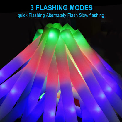 Blu7ive 30 Pieces Led Foam Sticks - Flashing Glow Sticks Party Supplies Light Up Baton Wands for Kids, Raves, Birthday, Wedding, Christmas, Halloween, Children Toy