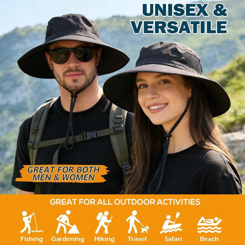 EINSKEY Unisex Sun Hat, Waterproof Wide Brim Bucket Hat Packable Boonie Hat for Fishing Hiking Gardening Safari Beach