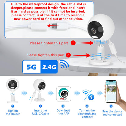 GUOANVISION 5G/2.4G Indoor/Outdoor Security Camera for Baby Monitor, Indoor Camera for Dog/Cat/Pet/Nanny/Baby/Elder, IP66 Waterproof, 3 Night Vision, Motion Detection, SD/Cloud