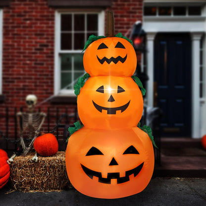 Decfine Halloween Blow up Inflatable Pumpkin Decoration-Lighted Inflatable Pumpkin for Home Yard Garden Indoor and Outdoor Decoration with Built in Fan and Anchor Ropes (3 Halloween Pumpkin)