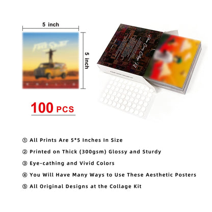 A ART·ZONE 100 Pcs 5x5 Inch | Posters Wall Collage Kit for Room, Album Cover Posters, Music Posters, Rapper Posters, Band Posters, Wall Posters for Bedroom Multicolor