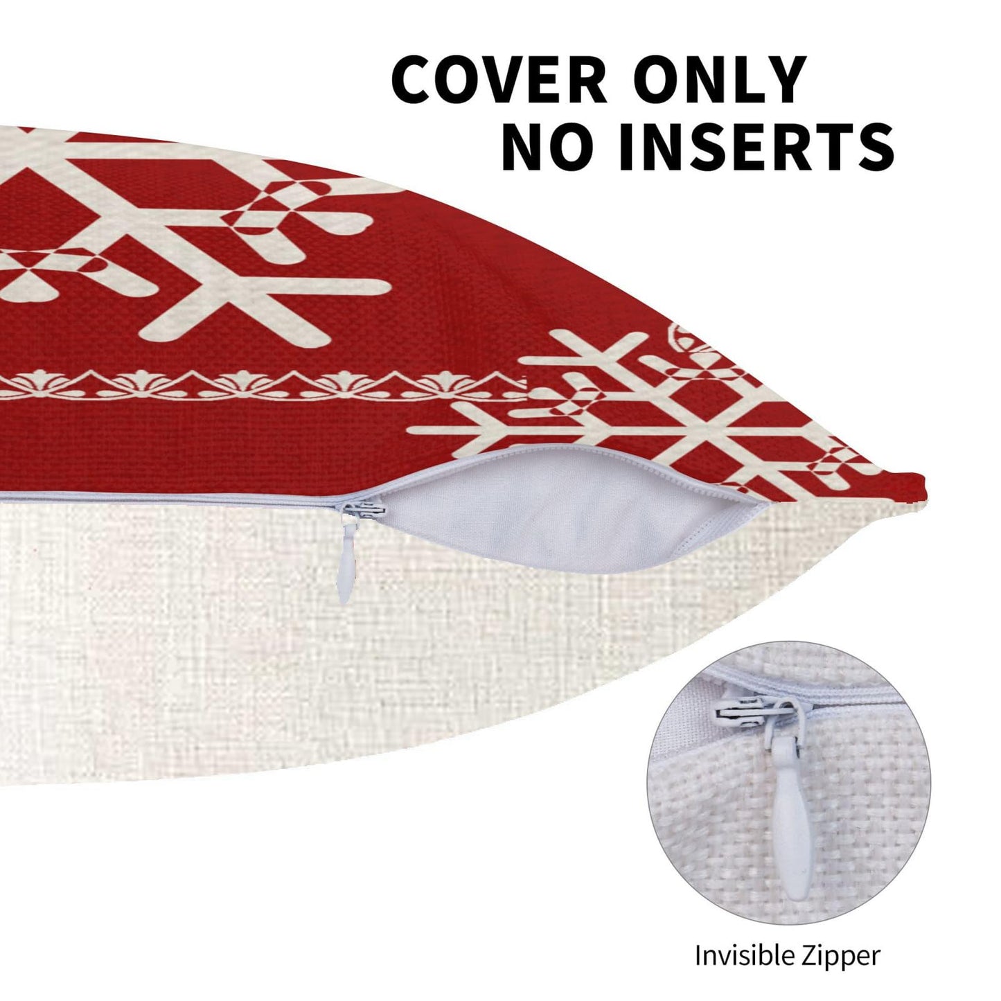 NIDITW Set of 2 Sister Birthday Gift Joy Peace Noel Beautiful Snowflakes Body Red Cotton Burlap Linen Throw Pillow Case Cushion Cover Sofa Outdoor Decorative Square 18X18 Inches