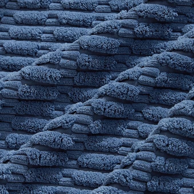 Fancy Homi Dusty Blue Decorative Throw Pillow Covers 18x18 Inch for Living Room Couch Bed Sofa, Rustic Farmhouse Boho Home Decor, Soft Striped Corduroy Square Cushion Case 45x45 cm