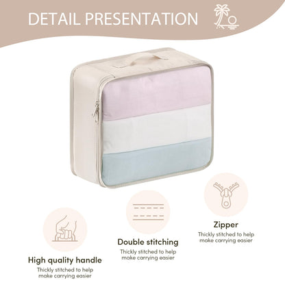 DIMJ Packing Cubes for Travel - Organizer Bags Set for Carry on Suitcase Lightweight Travel Cubes for luggage with Large Toiletries Bag (Cream)