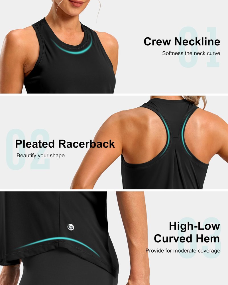 G Gradual Women's Workout Tank Tops Racerback Athletic Yoga Tops Loose Fit Sleeveless Running Gym Sports Shirts for Women(Black,XXL)