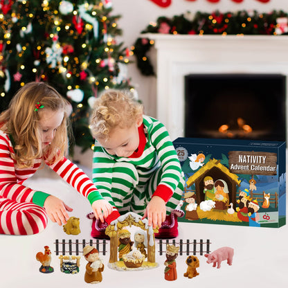 Advent Calendar 2025-25 Days of Christmas Nativity Scene Set - Countdown to for Kids Boys Girls Children Toddler Teens Indoor Toy