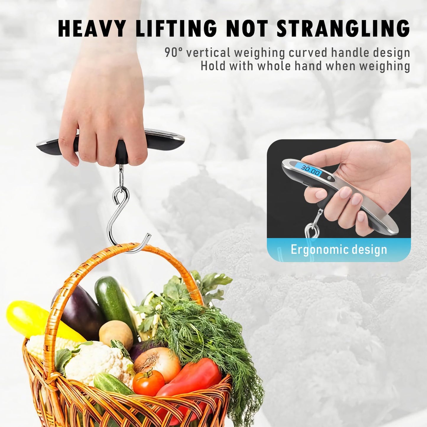 Casbomy Luggage Scale, New 2.0 Portable Digital Suitcase Weight Scale with USB Charging, 110 Lb/50kg Luggage Scale with Hook, Travel Scale for Travel, Household and Outdoor