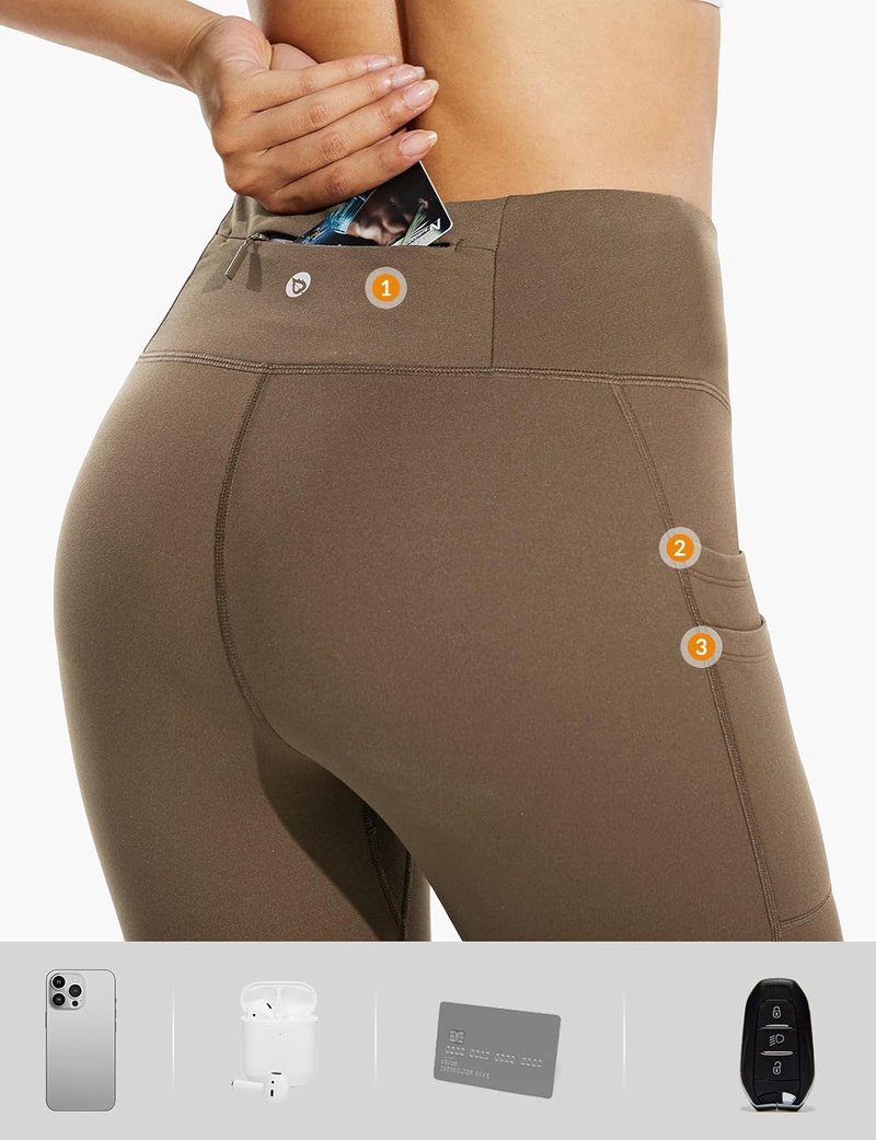 Baleaf Women's Fleece Lined Leggings - Water Resistant Thermal Tights with Pockets | High Waisted Running Gear